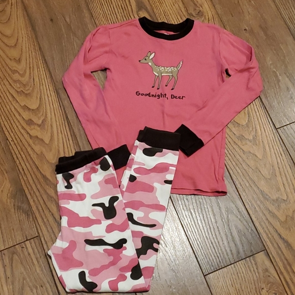 Lazy One Toddler Pink Camo Flapjack Long John Deeriaire Long Sleeve Pajamas New
